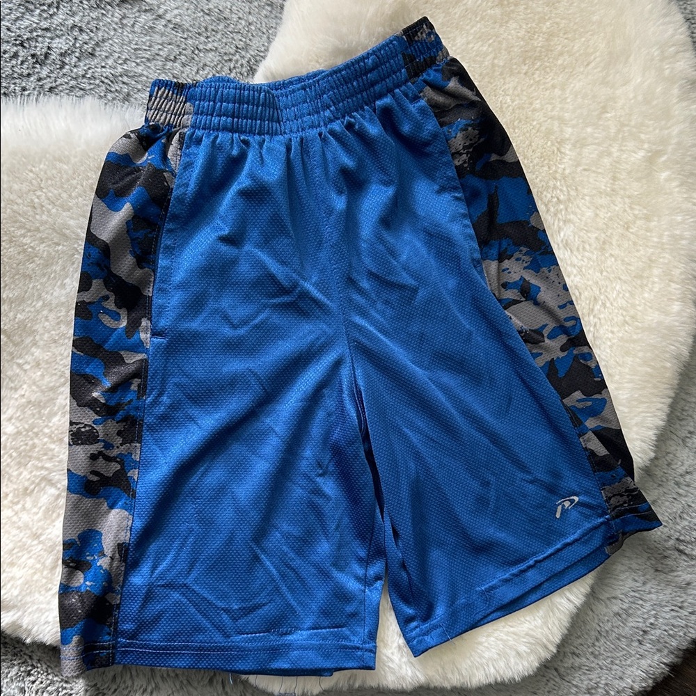 Kids Boy Blue Camo Athletic Shorts